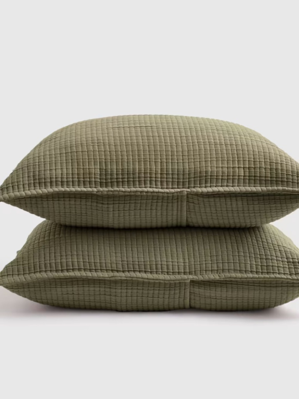 ribbed cotton sham set Olive Green Standard Queen - Picture 3 of 4